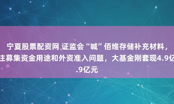 宁夏股票配资网 证监会“喊”佰维存储补充材料，关注募集资金用途和外资准入问题，大基金刚套现4.9亿元